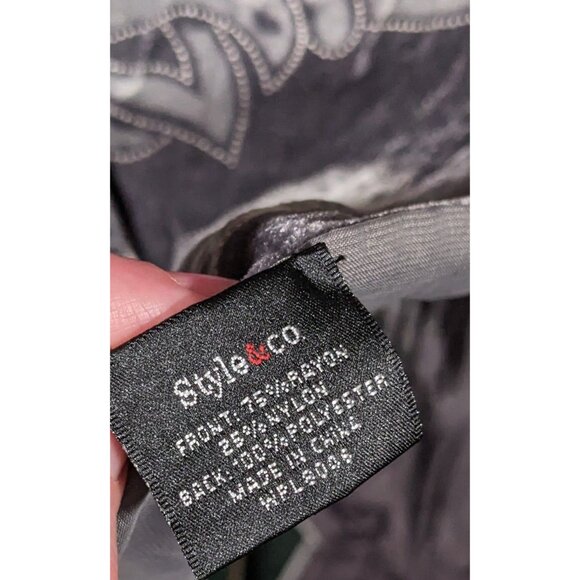 Style & Co Grey Gothic Floral Velvet Burnout Scarf With Fringe - Picture 6 of 11